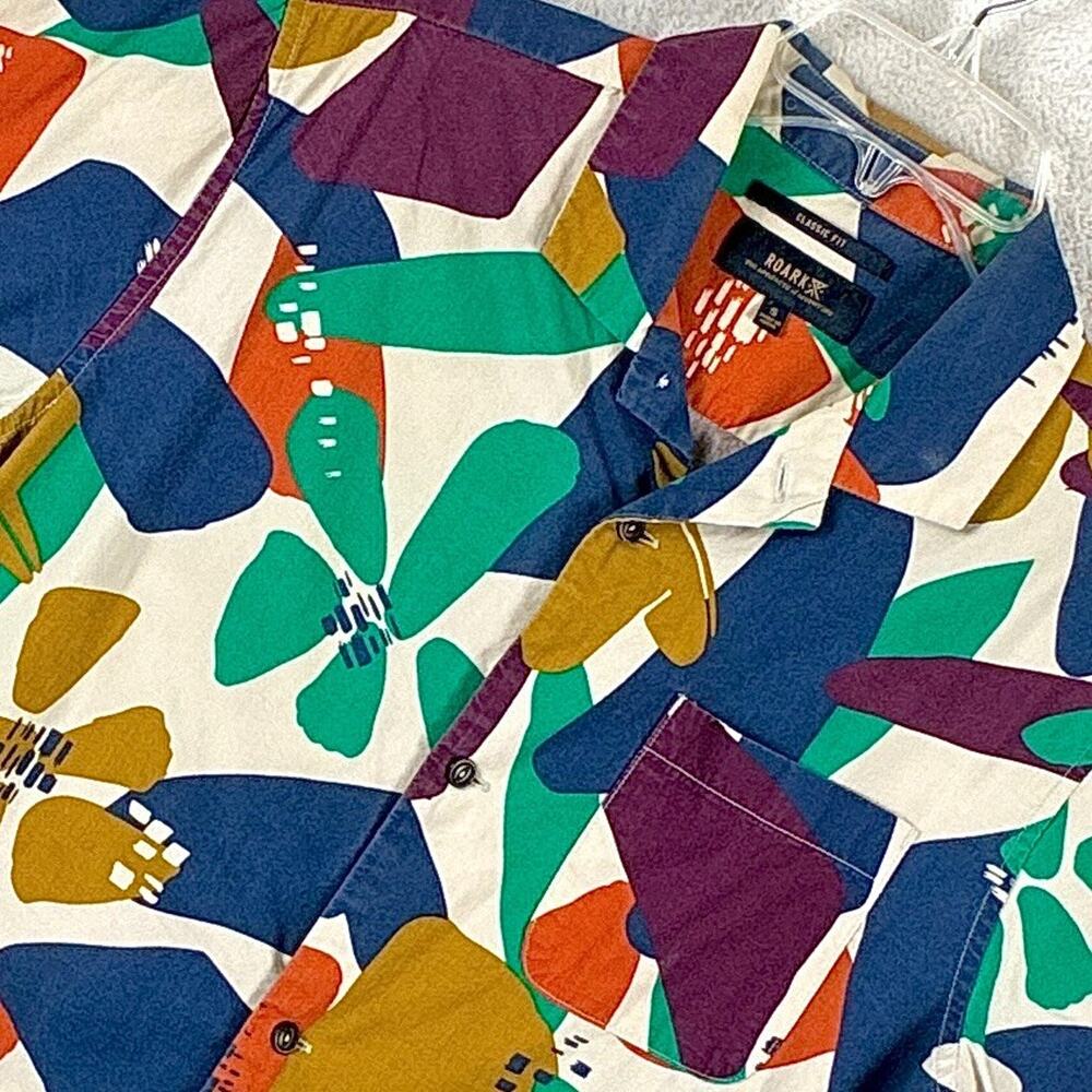 Roark Camp Shirt Mens S Multicolor Yellowstone Abstract Floral Preppy Huckberry